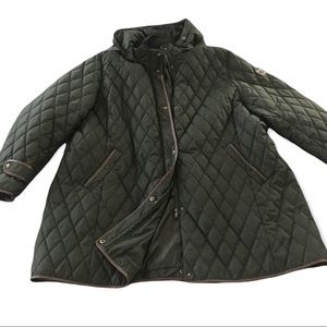 Ralph Lauren 3x quilted/vegan leather trim coat